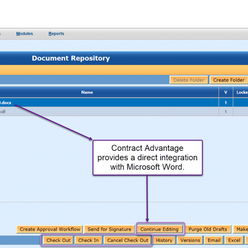 Contract Management System MS WORD Integration Great Minds Software